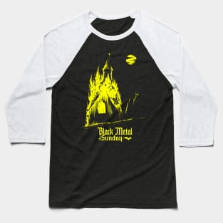 Black Metal Burning Church (yellow version) Baseball T-Shirt